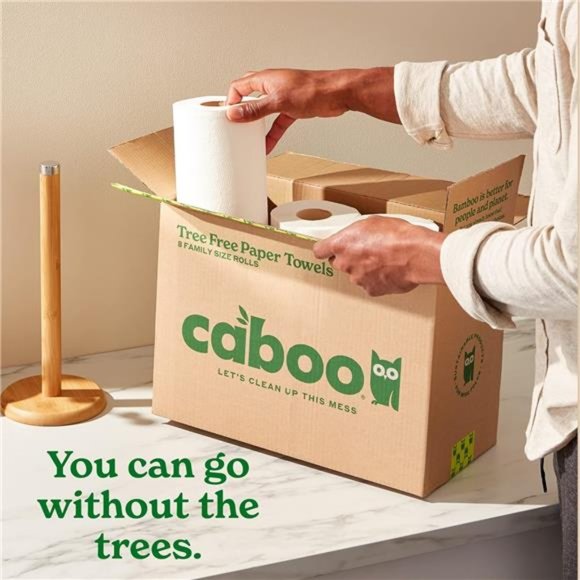Tree Free Bamboo Paper Towels,6 Rolls,Earth Friendly Sustainable Paper Towels - Picture 2 of 7